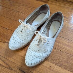 Vintage 1980's Women's Sz 6 Sam Edelman Huarachas White Woven Shoe Sandal Flat